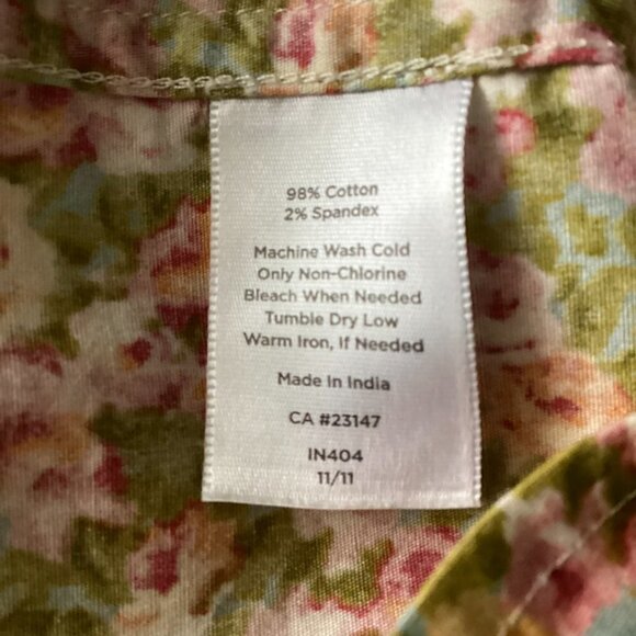 Talbots Sleeveless Ditsy Floral V-Neck Tie Waist Blouse Sz 14 115G - Picture 9 of 9